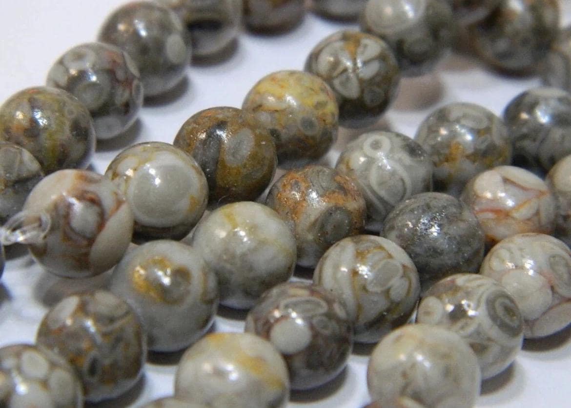 Maifanite Natural Fossilized /4mm,6mm,8mm-Maifan Medical Stone Beads - Round Gray - Thumbnail 5