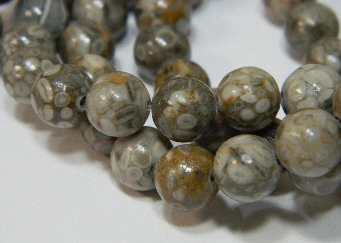 Maifanite Natural Fossilized /4mm,6mm,8mm-Maifan Medical Stone Beads - Round Gray - Image 1