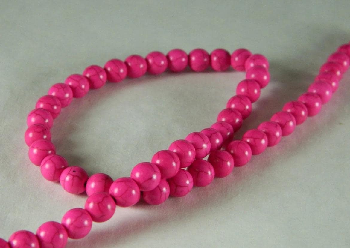 8mm Hot Pink Howlite Beads - 18" Strand - Thumbnail 11