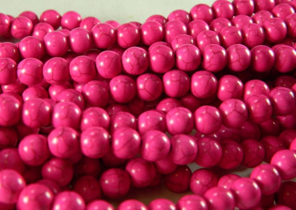 8mm Hot Pink Howlite Beads - 18" Strand - Thumbnail 4