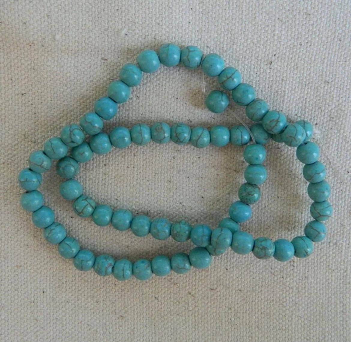 6mm Turquoise Howlite Beads - 18" Strand for Jewelry Making - Thumbnail 5