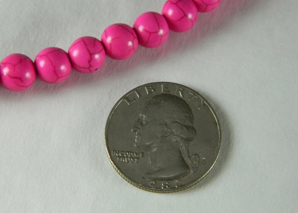 8mm Hot Pink Howlite Beads - 18" Strand - Thumbnail 8
