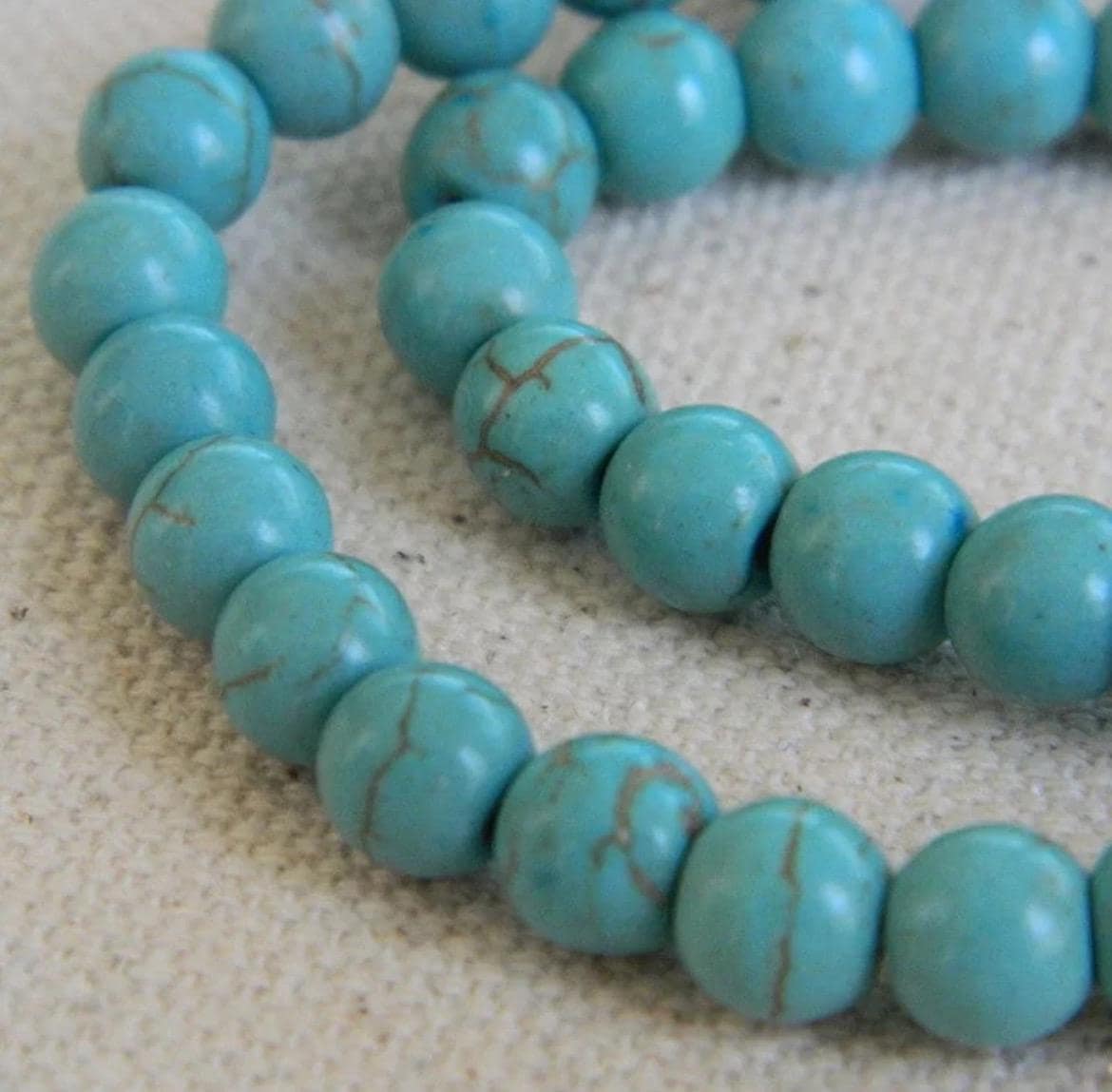 6mm Turquoise Howlite Beads - 18" Strand for Jewelry Making - Image 1
