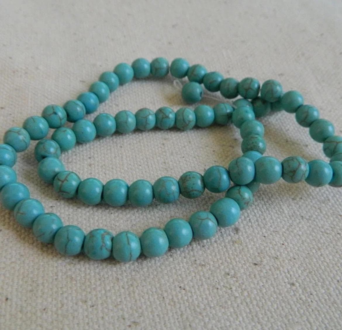 6mm Turquoise Howlite Beads - 18" Strand for Jewelry Making - Thumbnail 4