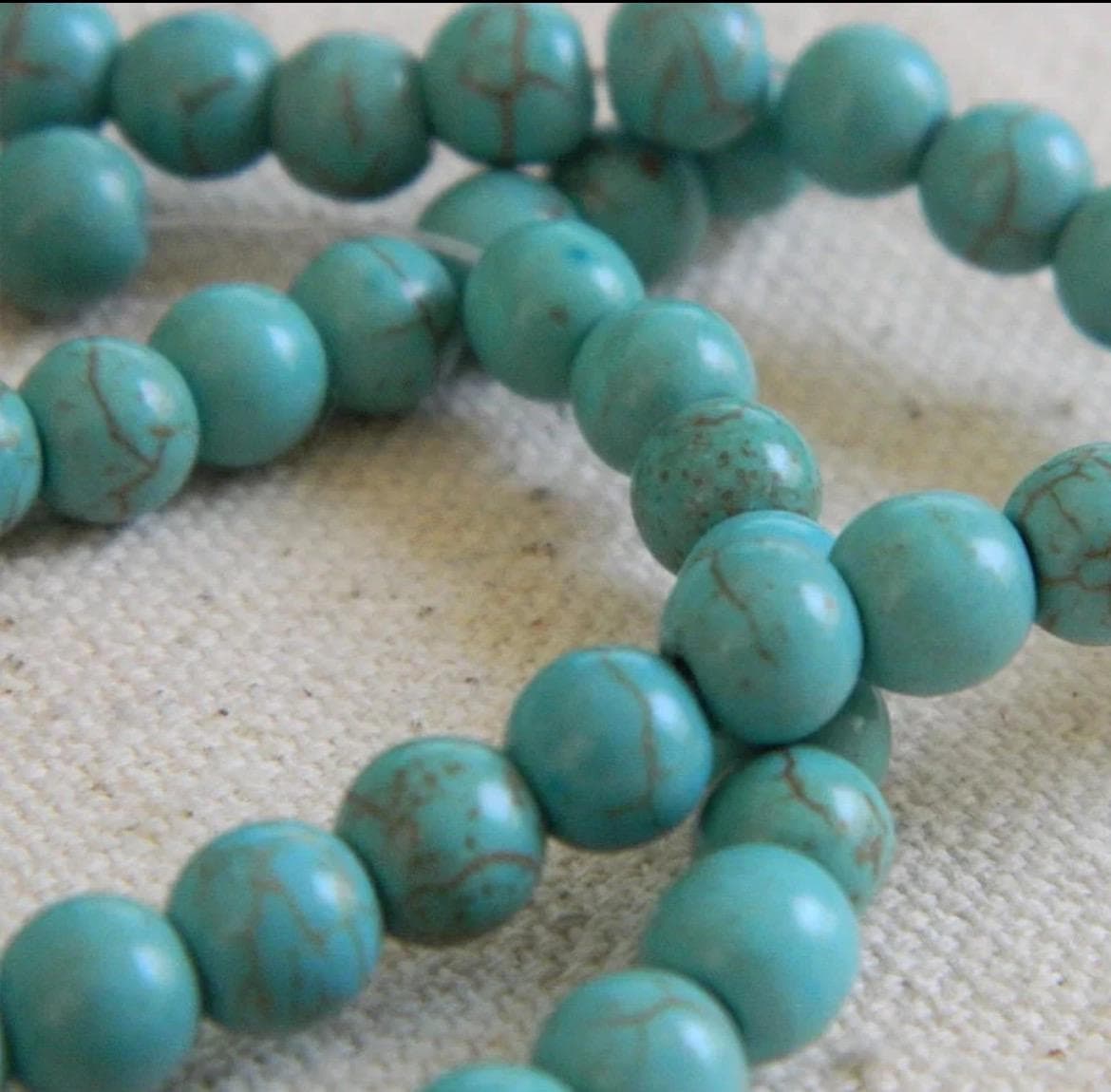 6mm Turquoise Howlite Beads - 18" Strand for Jewelry Making - Thumbnail 3
