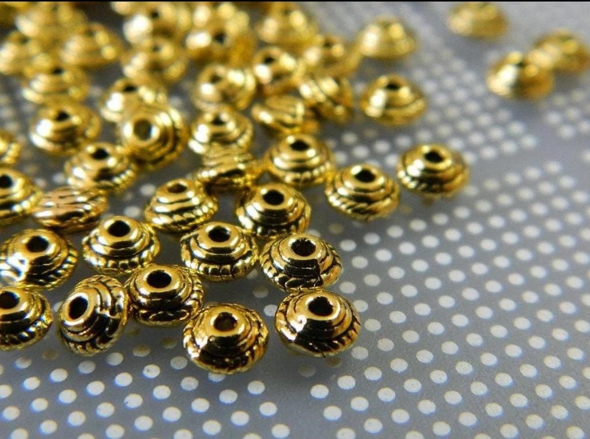 Antique Copper Lantern Beads | 6mm Pewter Metal Spacer Beads - Image 1