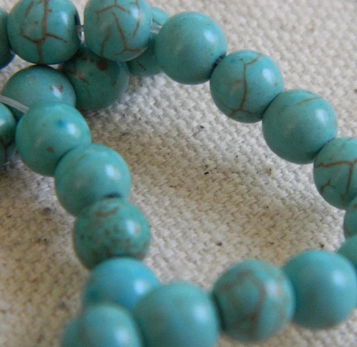 6mm Turquoise Howlite Beads - 18" Strand for Jewelry Making - Thumbnail 2