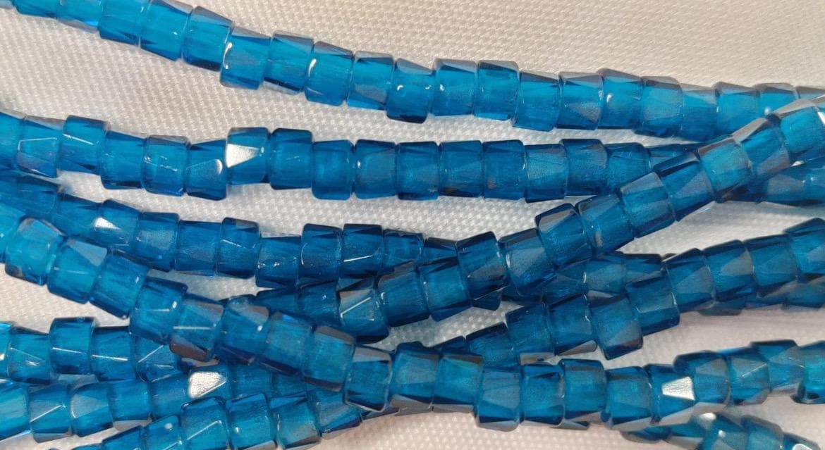 6mm Czech Fire Polished Cerulean , Bols Beads Transparent Luster - Thumbnail 2