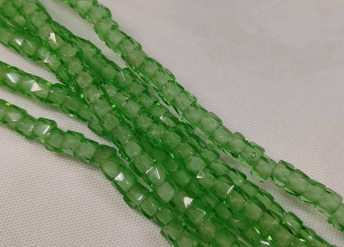 6mm Czech Fire Polished Green , Bols Beads Transparent Luster - Thumbnail 2