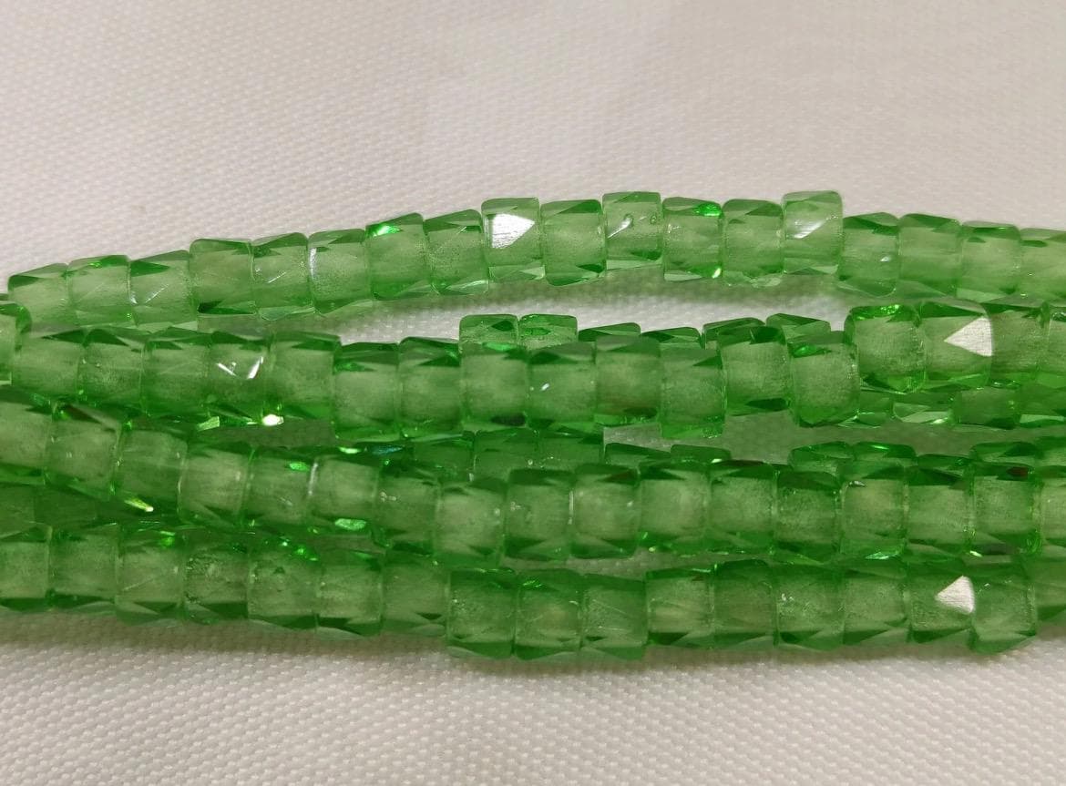 6mm Czech Fire Polished Green , Bols Beads Transparent Luster - Image 1