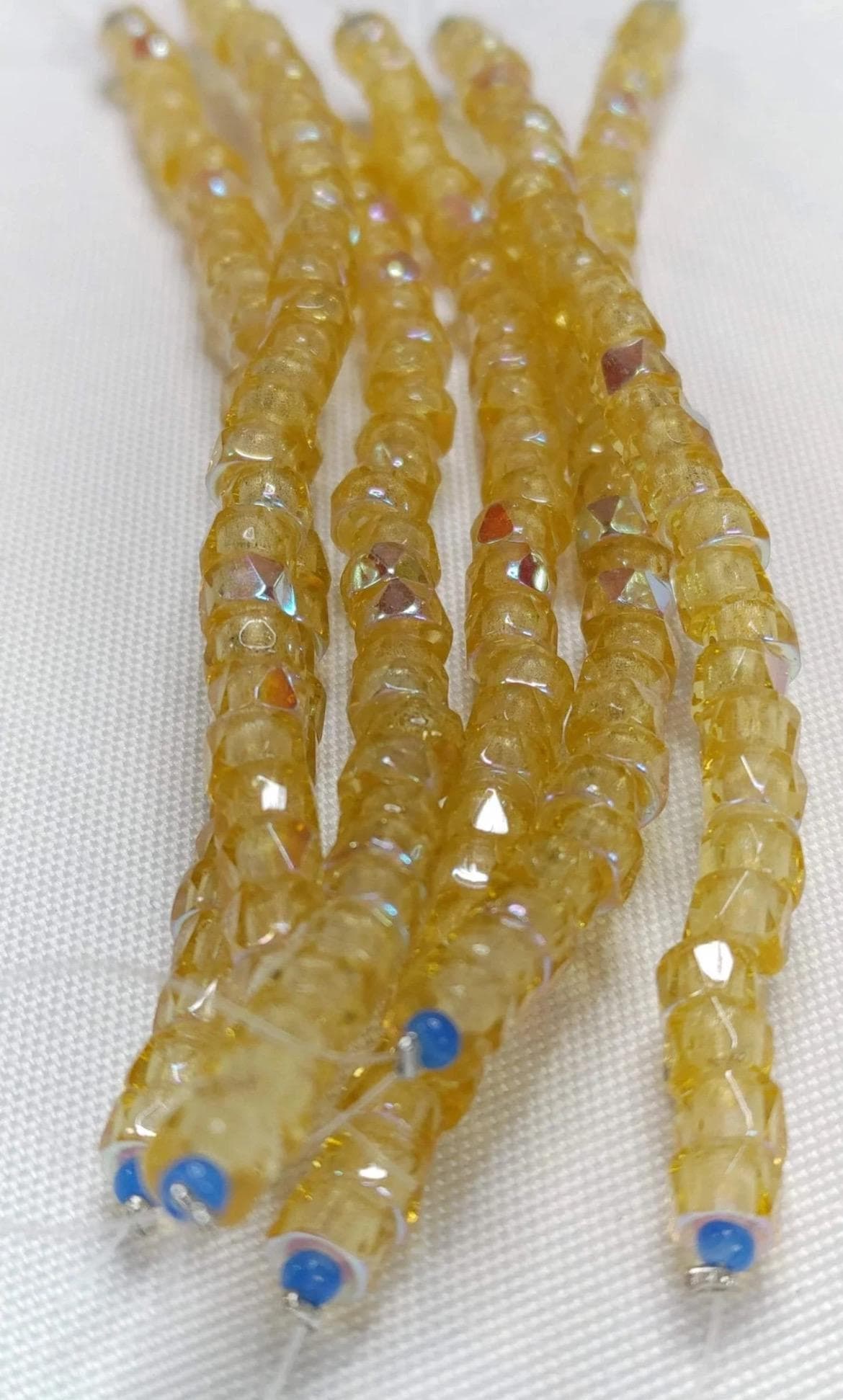 6mm Czech Fire Polished Yellow Bols Beads Transparent Luster - Thumbnail 4