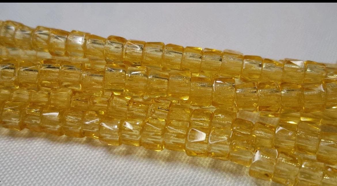 6mm Czech Fire Polished Golden Rod , Bols Beads Transparent Luster - Image 1