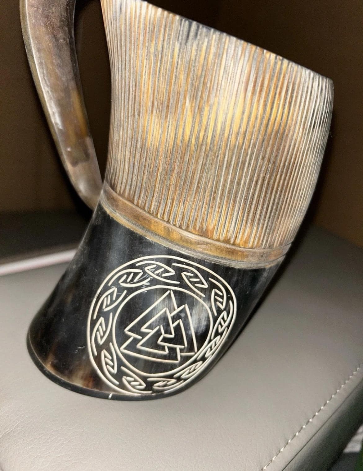 Handcrafted Viking Drinking Horn Mug | Norse Beer Stein. 5 different cups - Thumbnail 4