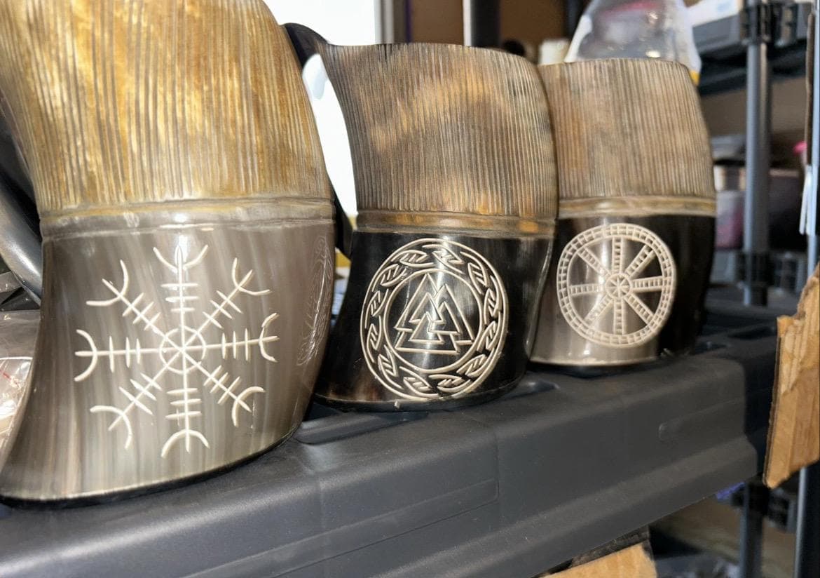 Handcrafted Viking Drinking Horn Mug | Norse Beer Stein. 5 different cups - Image 1