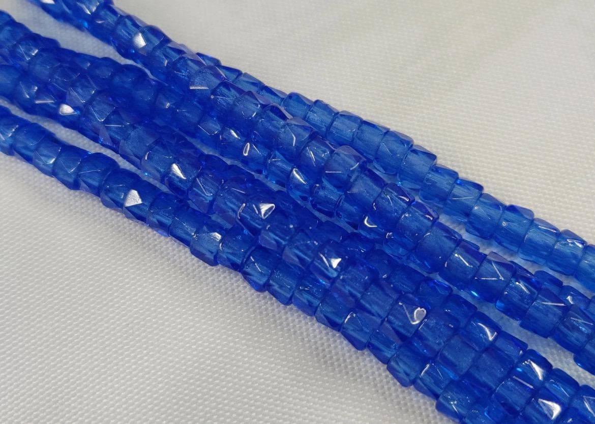6mm Czech Fire Polished Royal Blue , Bols Beads Transparent Luster - Thumbnail 3