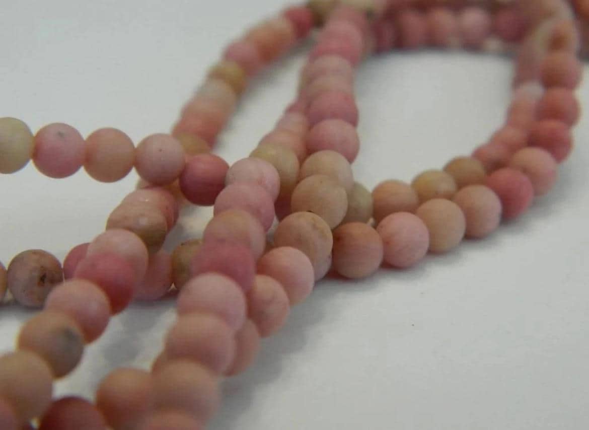 4mm Frosted Rhodochrosite Beads | Matte Pink Gemstone Strand - Image 1