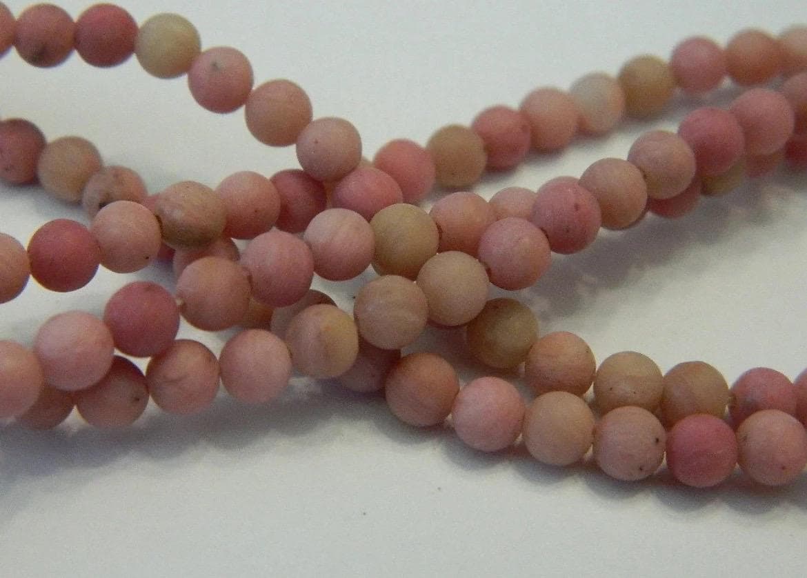 4mm Frosted Rhodochrosite Beads | Matte Pink Gemstone Strand - Thumbnail 5