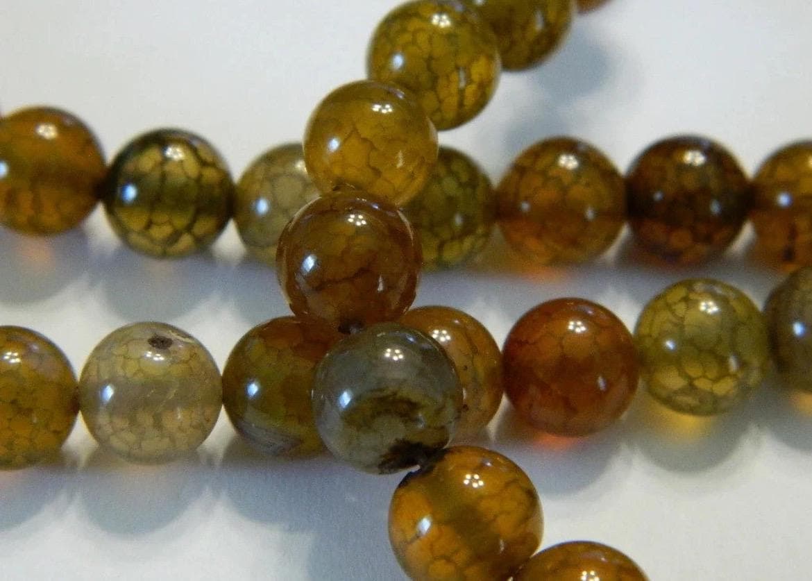 8mm Dragon Agate Beads | Warm Fall Colors | Round Gemstone Beads | Jewelry Making Suppli - Thumbnail 2
