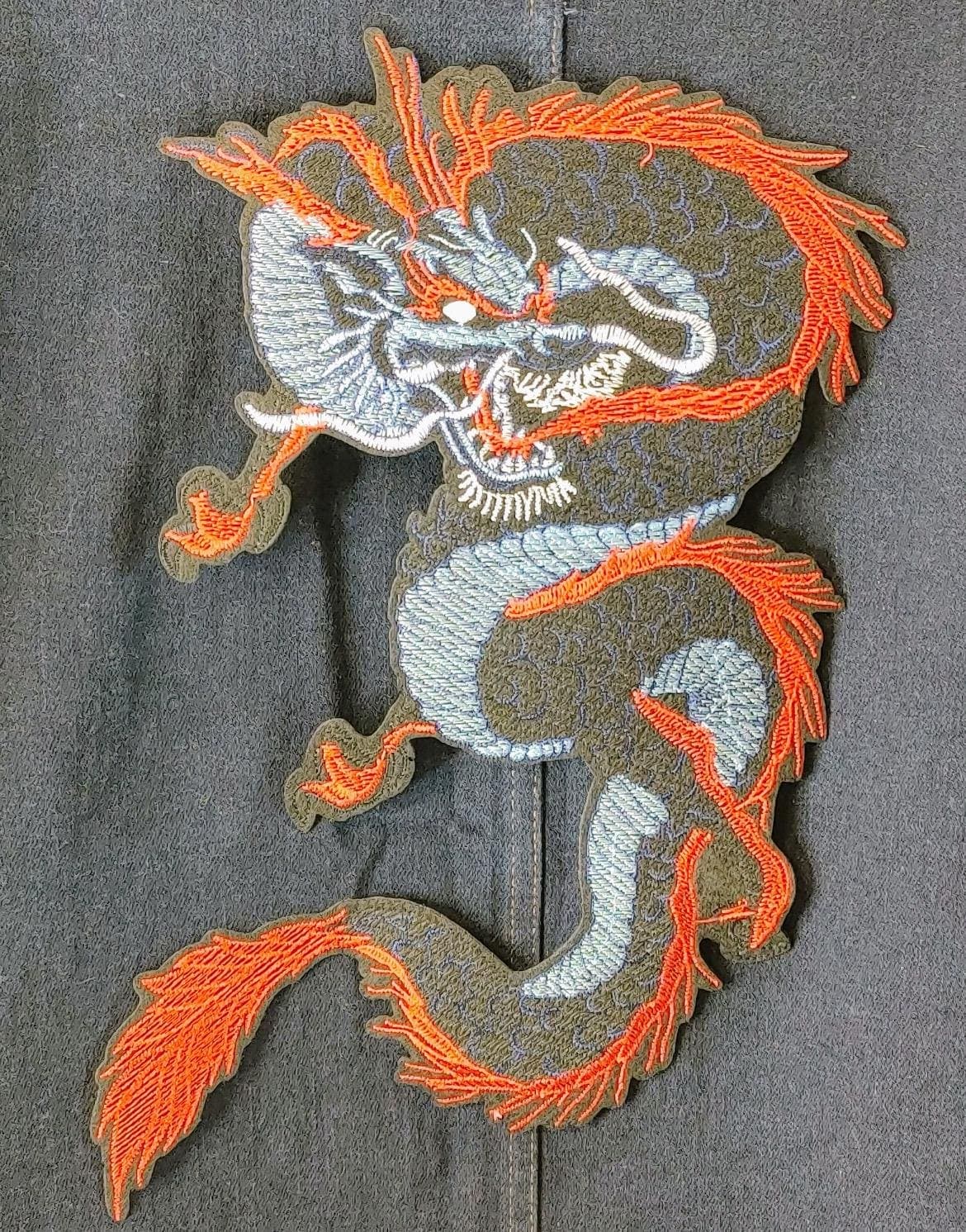 Large Coiled Chinese Dragon -Chinese Iron on Patch -Applique - Thumbnail 4