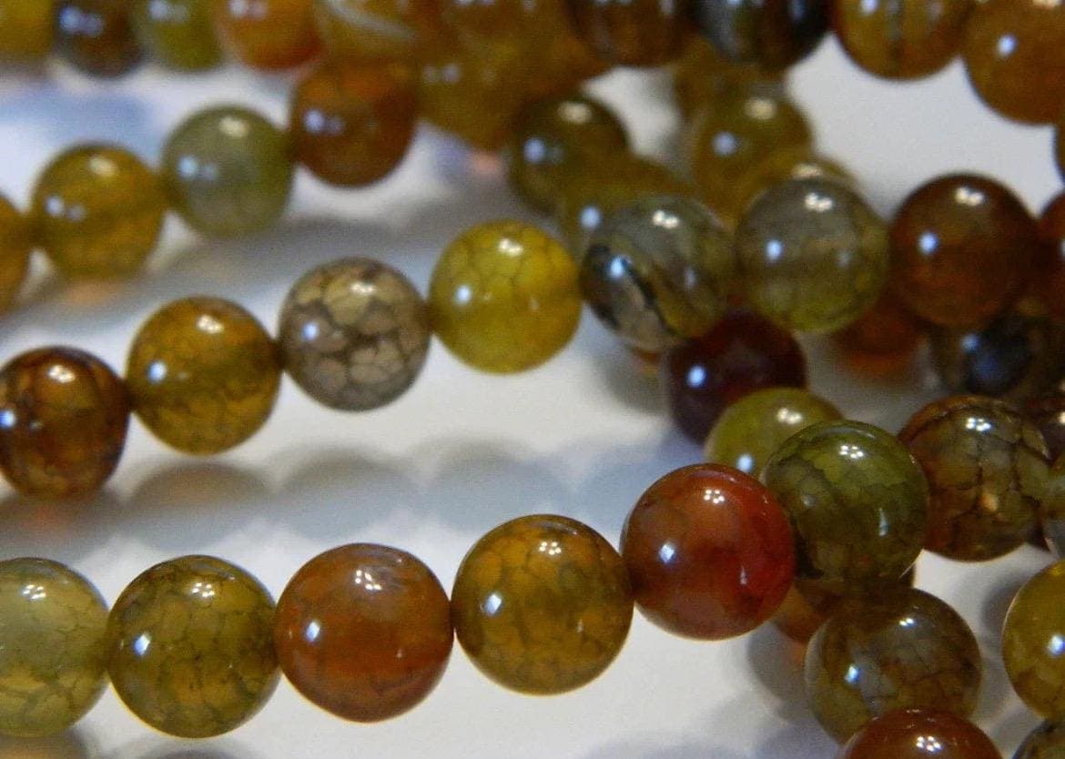 8mm Dragon Agate Beads | Warm Fall Colors | Round Gemstone Beads | Jewelry Making Suppli - Thumbnail 5