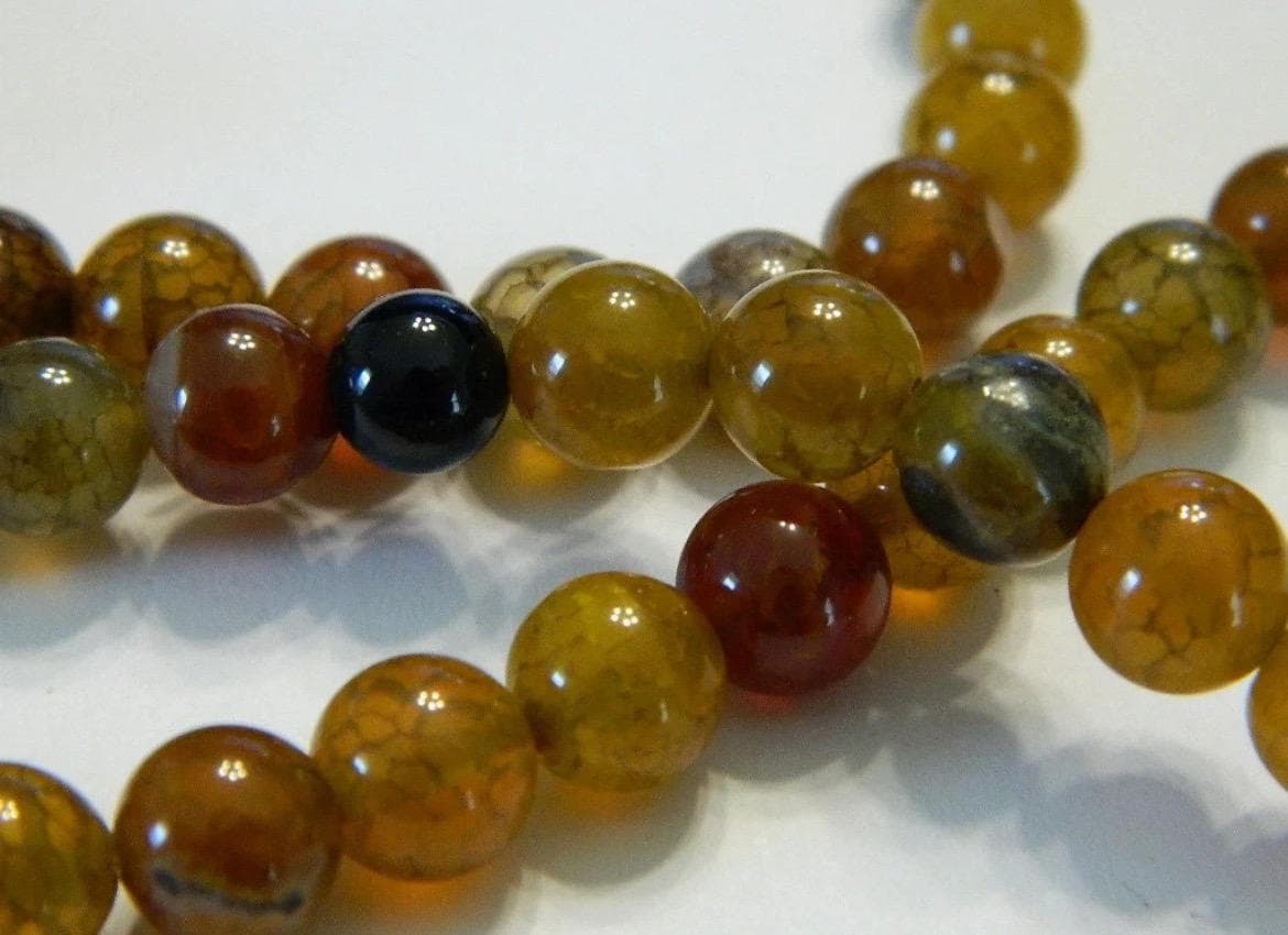 8mm Dragon Agate Beads | Warm Fall Colors | Round Gemstone Beads | Jewelry Making Suppli - Thumbnail 3