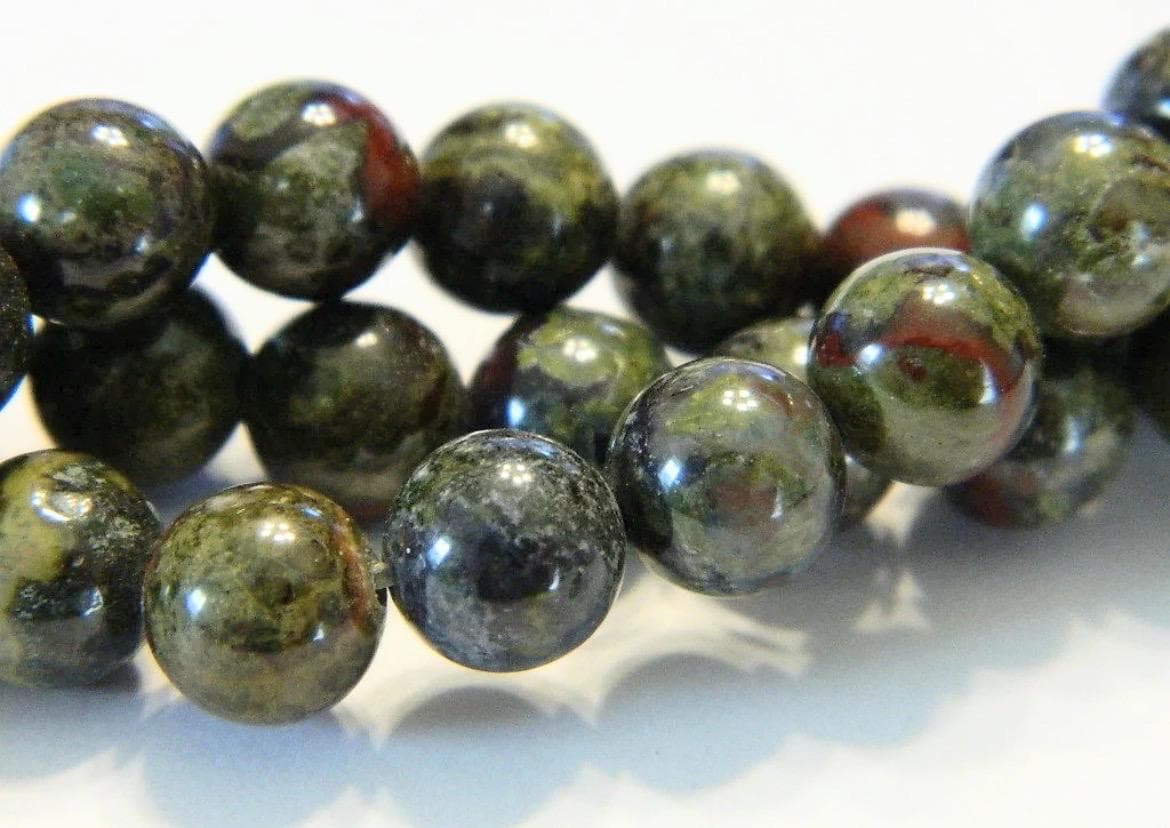 Dragon Blood Jasper Beads | 6mm & 8mm Round Green and Red Gemstone Beads | Jewelry Making Supplies - Thumbnail 3