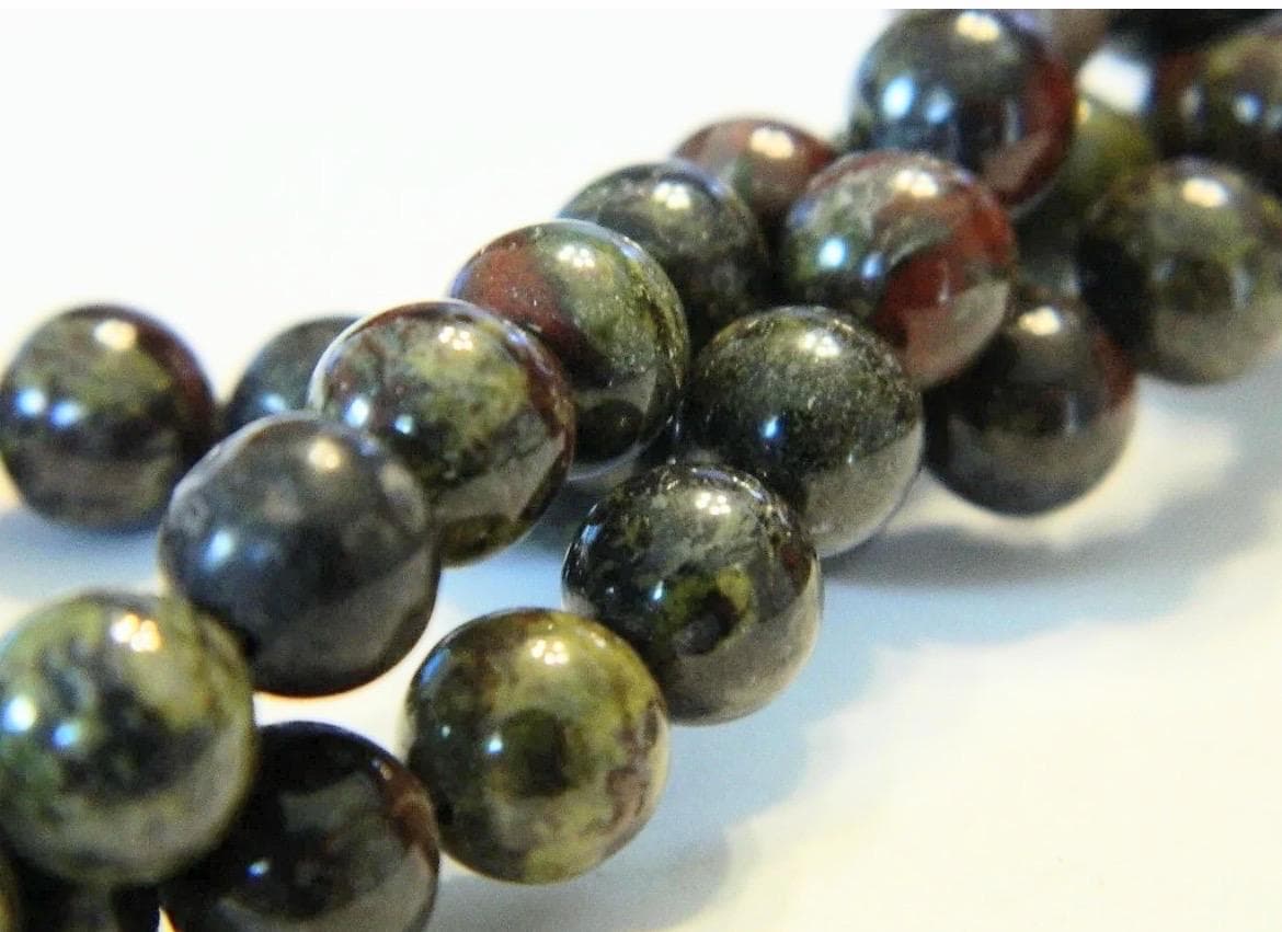 Dragon Blood Jasper Beads | 6mm & 8mm Round Green and Red Gemstone Beads | Jewelry Making Supplies - Thumbnail 2