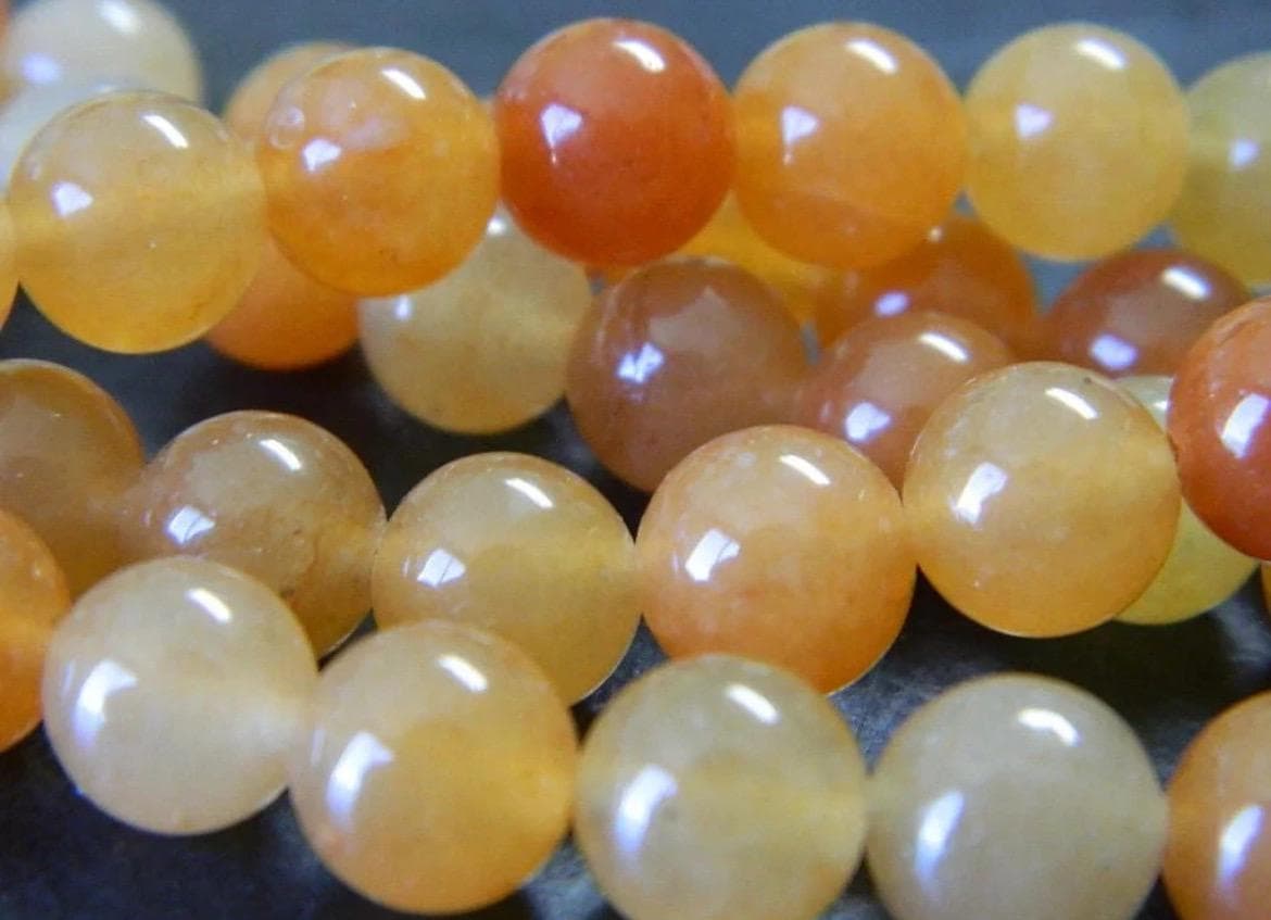 8mm Natural Red Aventurine Beads | Orange Gemstone Round Beads | Jewelry Making Supplies - Thumbnail 4