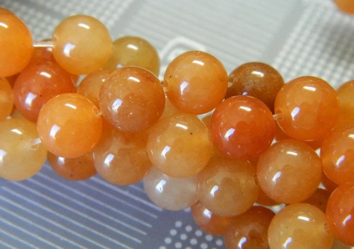 8mm Natural Red Aventurine Beads | Orange Gemstone Round Beads | Jewelry Making Supplies - Thumbnail 6