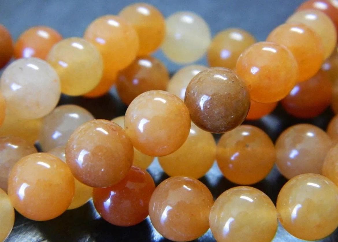 8mm Natural Red Aventurine Beads | Orange Gemstone Round Beads | Jewelry Making Supplies - Thumbnail 3
