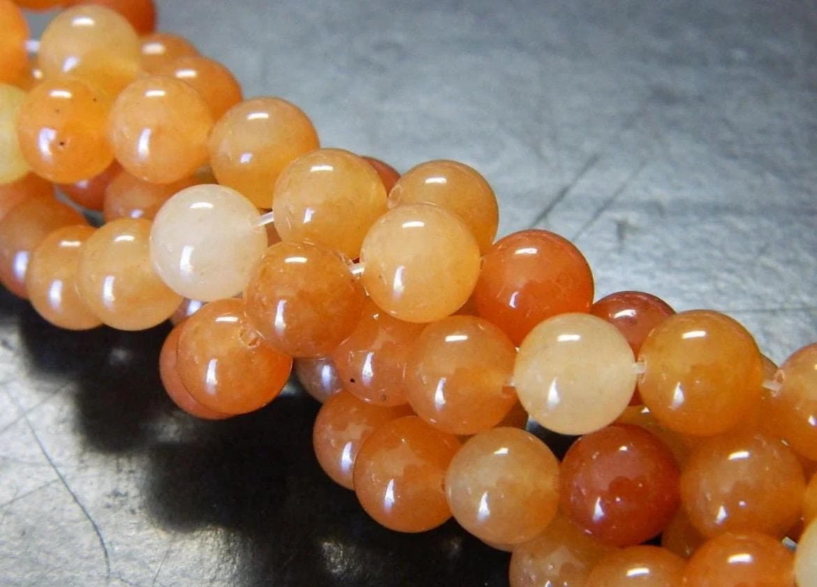8mm Natural Red Aventurine Beads | Orange Gemstone Round Beads | Jewelry Making Supplies - Thumbnail 7