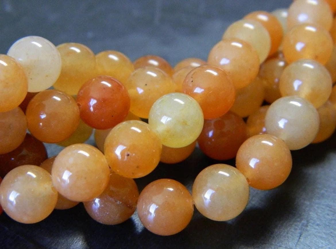 8mm Natural Red Aventurine Beads | Orange Gemstone Round Beads | Jewelry Making Supplies - Thumbnail 8