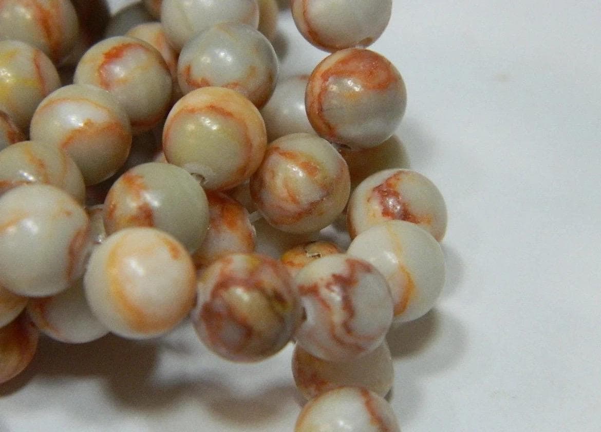 Dragon Vein Jasper Beads, Red Orange Veining, Jewelry Making - Thumbnail 4