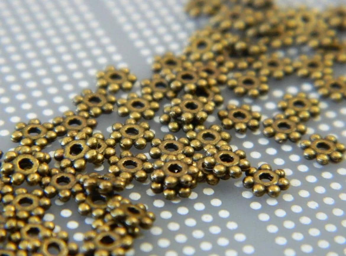 4.5mm Bronze Tibetan Style Daisy Spacer Beads, Metal Flower Bead Spacers, Jewelry Making Supplies - Thumbnail 5