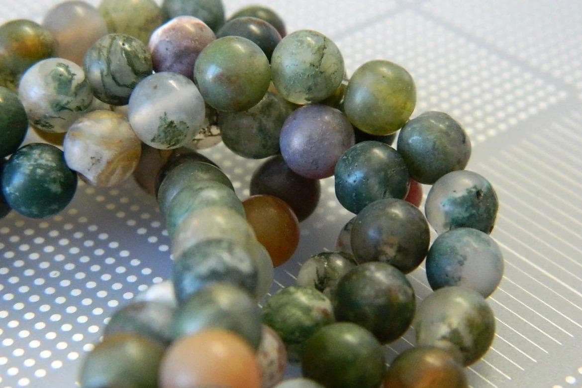 6mm Frosted Indian Agate Beads, Matte Orange Gemstone Strand - Thumbnail 2