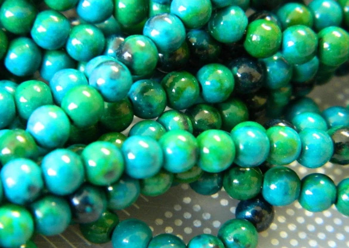 4mm Sea Green Grade AAA Chrysocolla Gemstone Beads, Natural Round Beads, Jewelry Making Suppl - Image 1