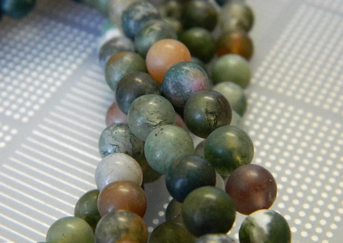 6mm Frosted Indian Agate Beads, Matte Orange Gemstone Strand - Image 1