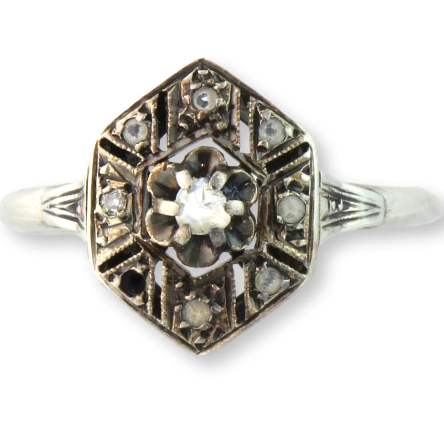 French Early Victorian Rose-Cut Diamond Ring, circa 1838–1850 - Size 5.5 - Image 1