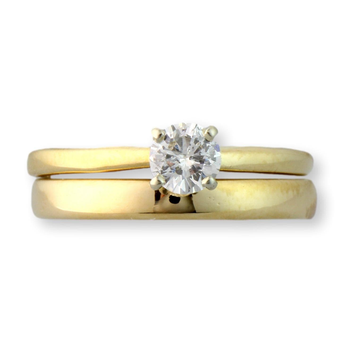 .35ct Round Brilliant Diamond 14K Gold Wedding Ring Set - Size 6 - Image 1