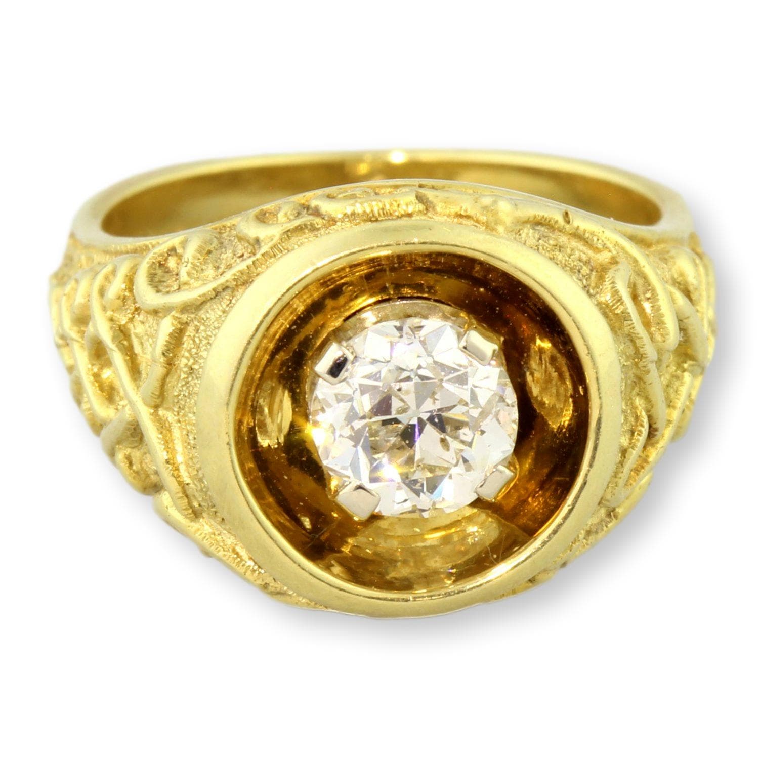 Exceptional 18K Gold Estate Ring ~1ct Old European Cut Diamond - Size 5.25 - Thumbnail 6