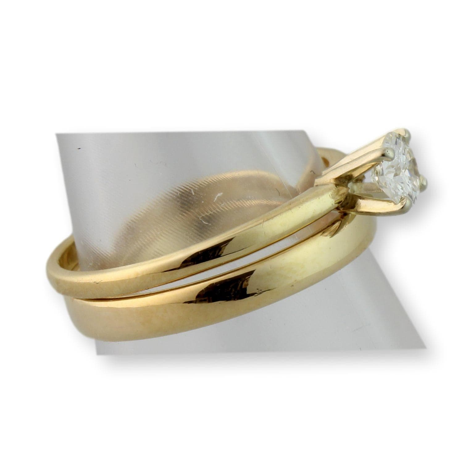 .35ct Round Brilliant Diamond 14K Gold Wedding Ring Set - Size 6 - Thumbnail 3