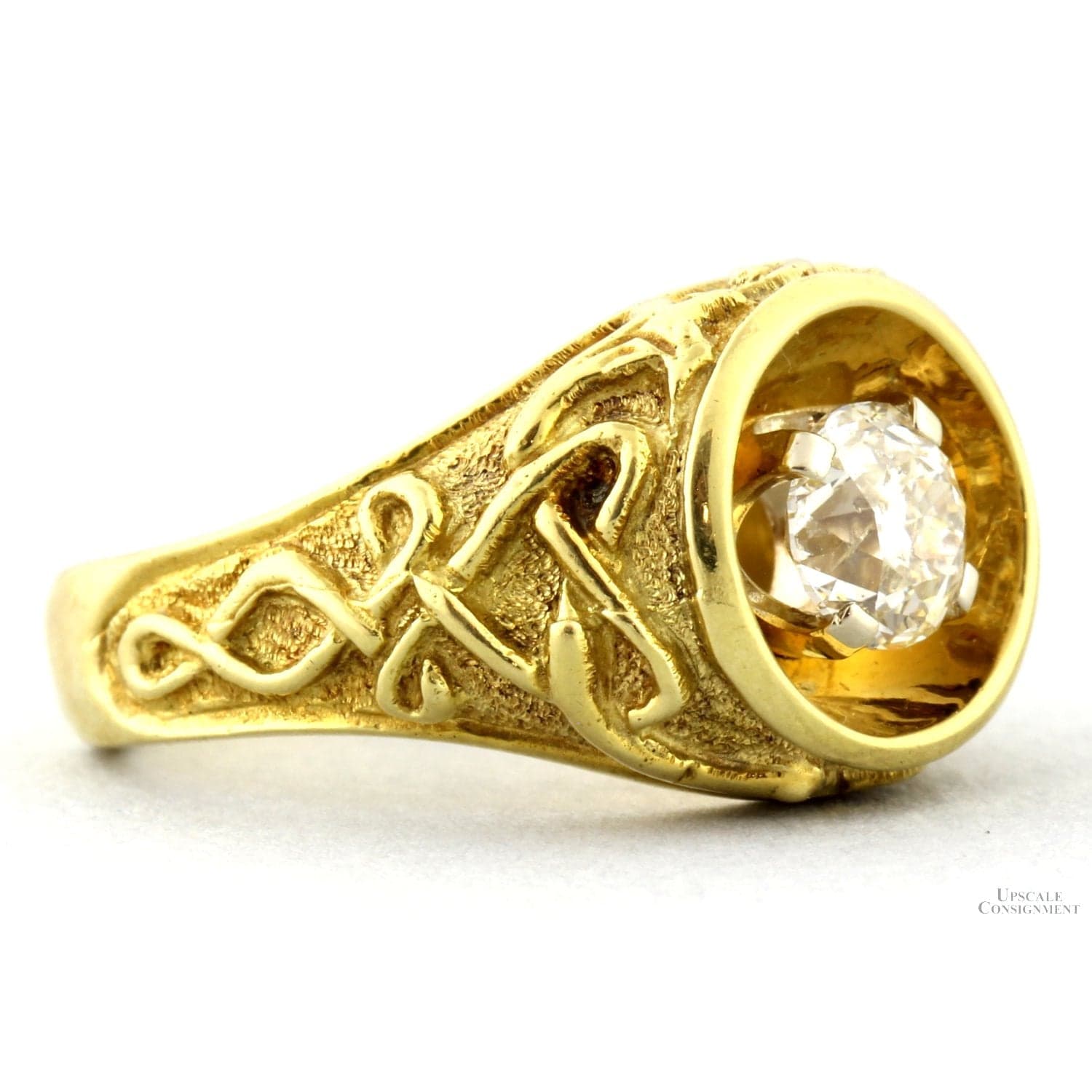 Exceptional 18K Gold Estate Ring ~1ct Old European Cut Diamond - Size 5.25 - Thumbnail 3