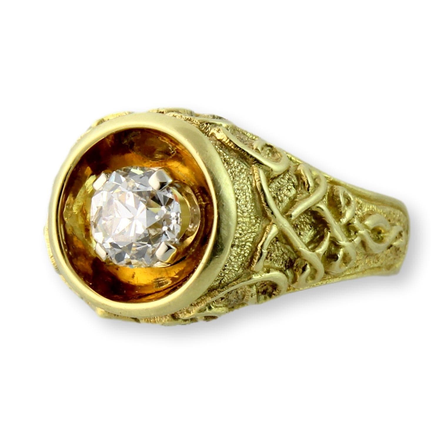 Exceptional 18K Gold Estate Ring ~1ct Old European Cut Diamond - Size 5.25 - Image 1