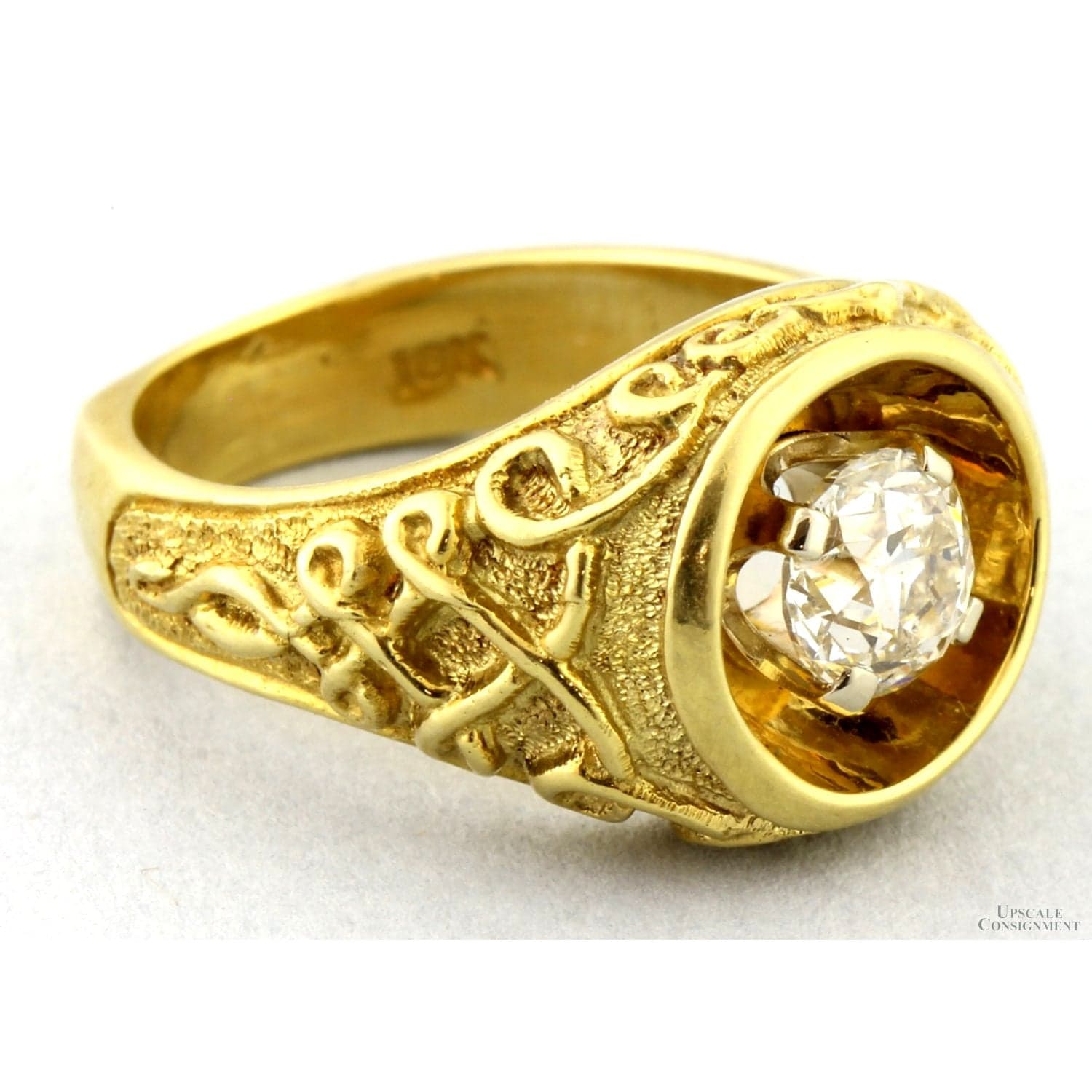 Exceptional 18K Gold Estate Ring ~1ct Old European Cut Diamond - Size 5.25 - Thumbnail 5