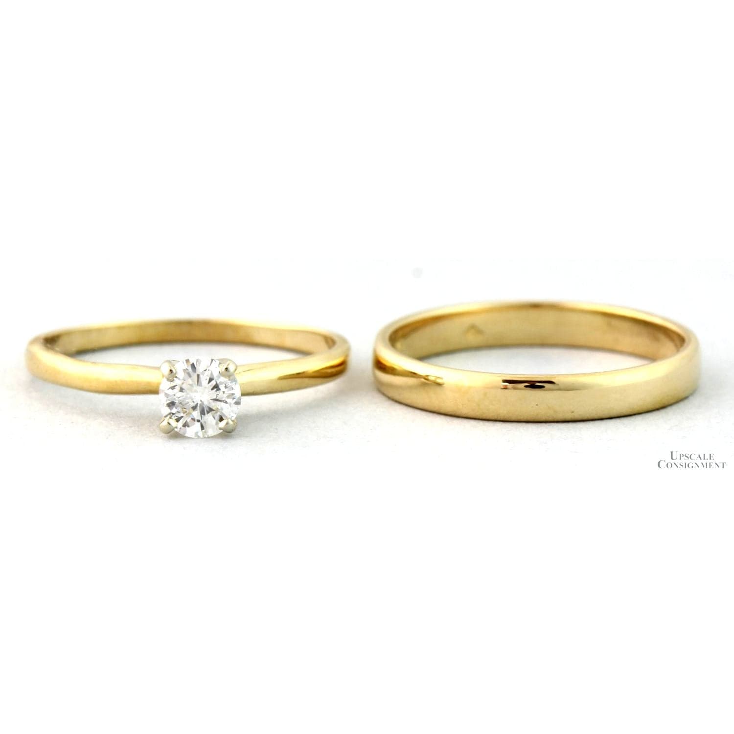 .35ct Round Brilliant Diamond 14K Gold Wedding Ring Set - Size 6 - Thumbnail 2