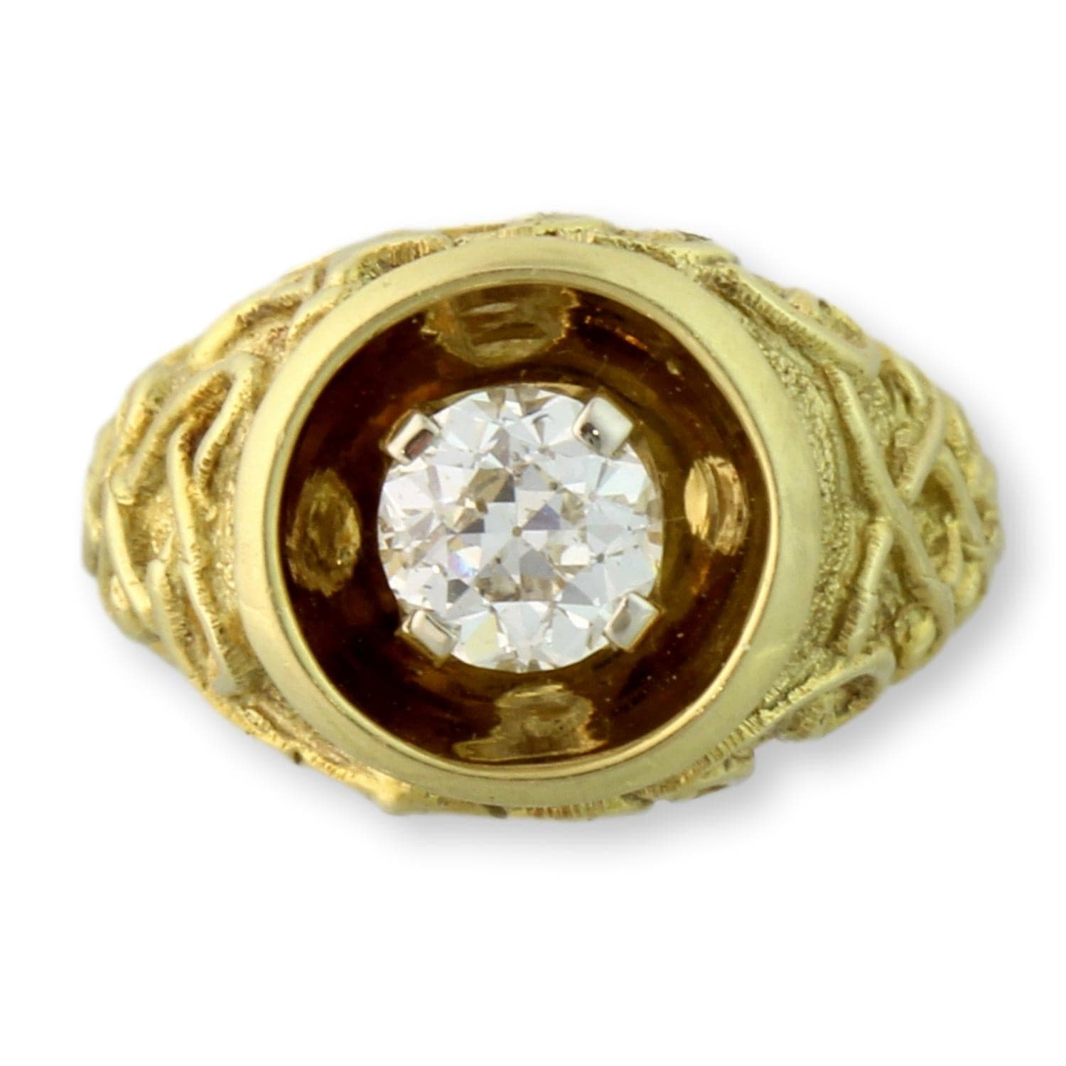 Exceptional 18K Gold Estate Ring ~1ct Old European Cut Diamond - Size 5.25 - Thumbnail 2