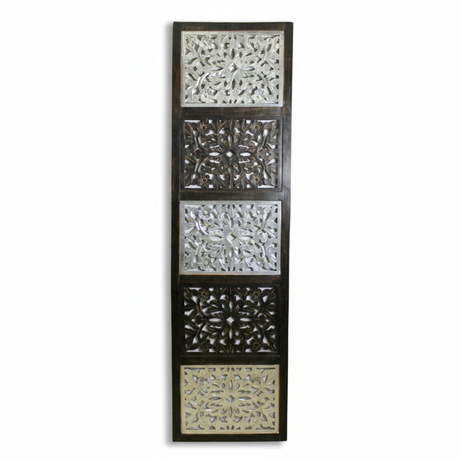 Carved Wooden Wall Panel w/Metallic Accents - Image 1