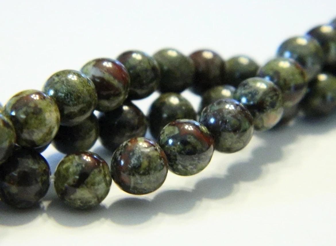 Dragon Blood Jasper Beads | 6mm & 8mm Round Green and Red Gemstone Beads | Jewelry Making Supplies - Thumbnail 7