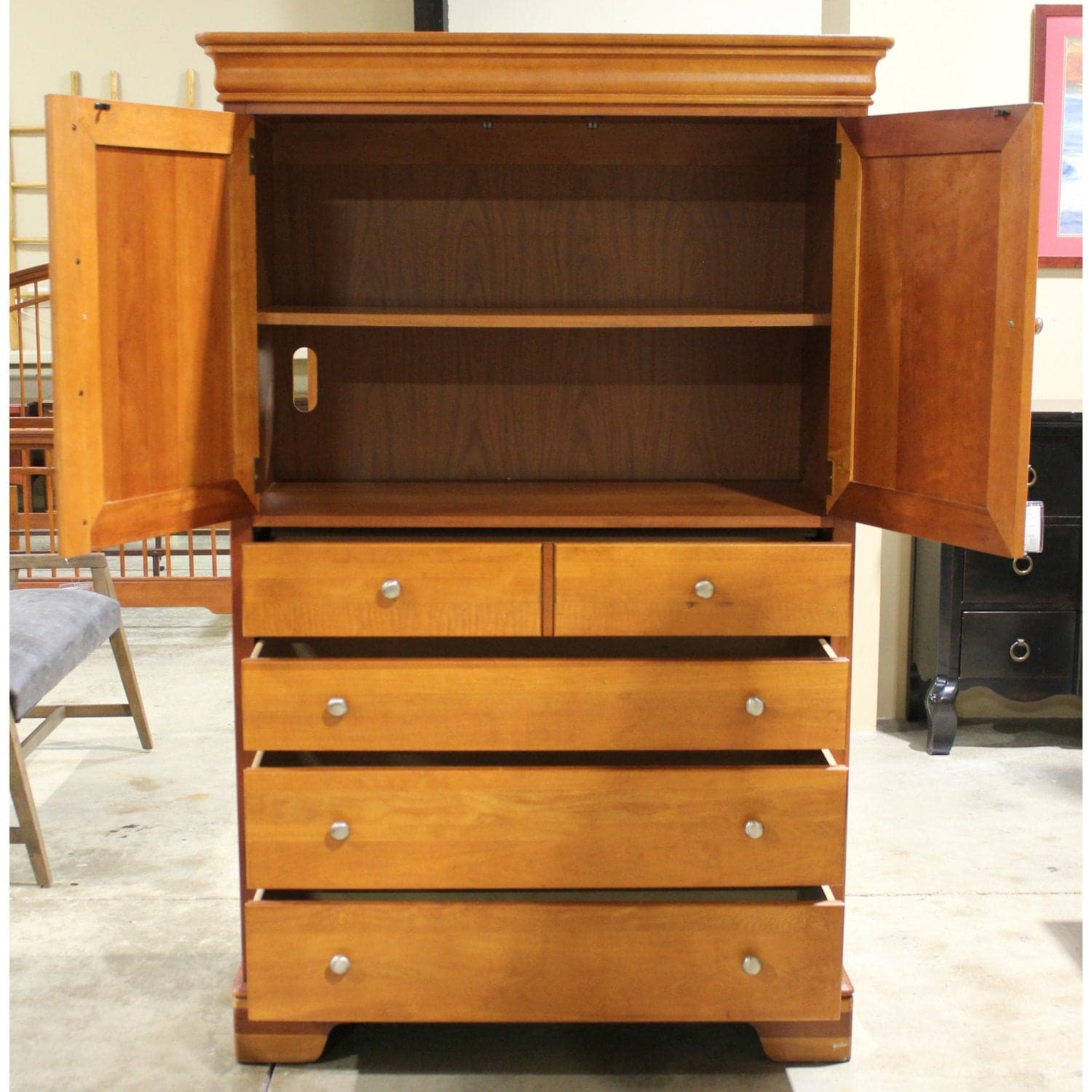 Stanley Furniture Cherry Wardrobe Armoire - Cherry Finish - Thumbnail 3