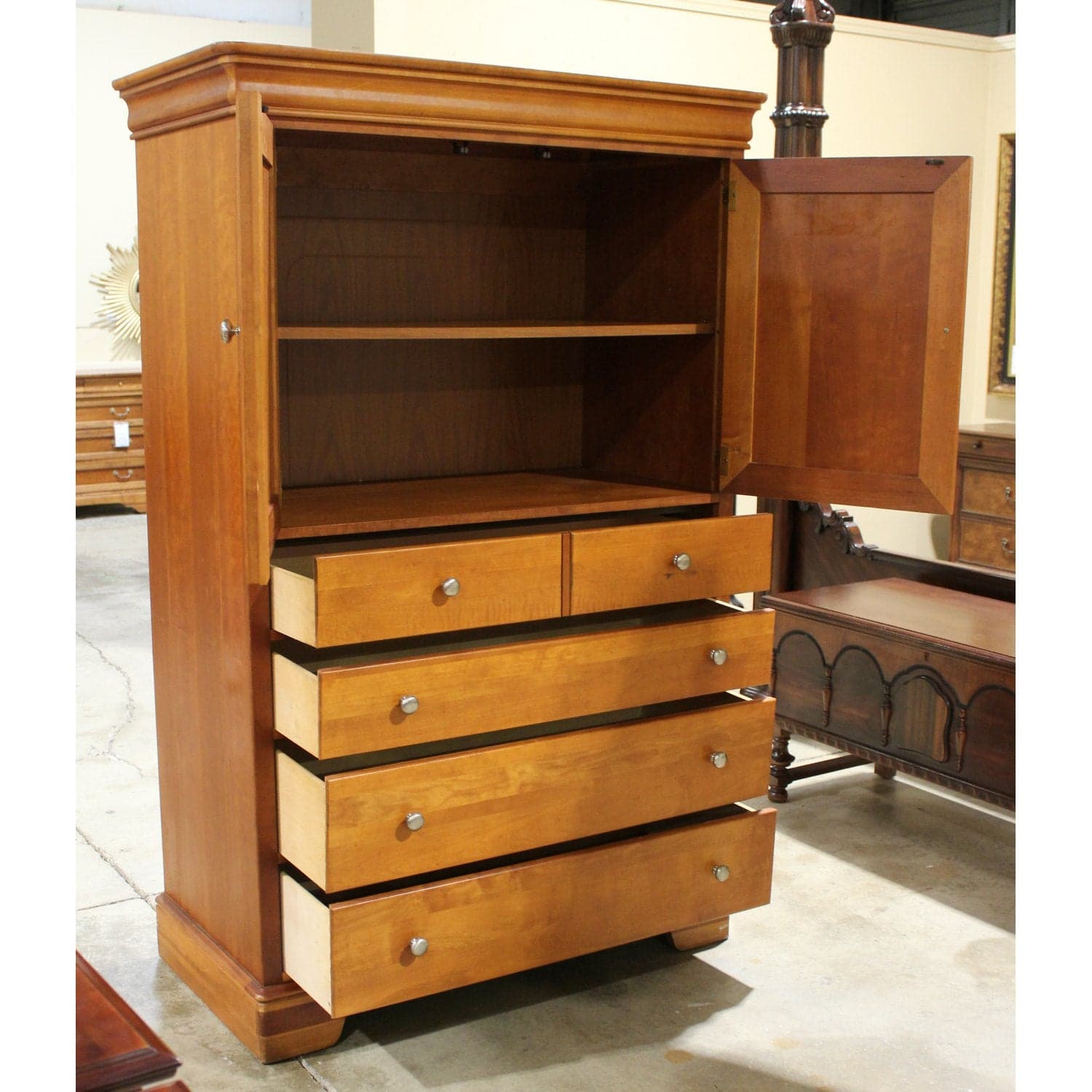 Stanley Furniture Cherry Wardrobe Armoire - Cherry Finish - Thumbnail 2